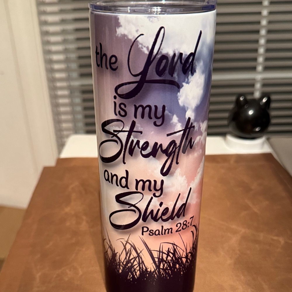 Inspirational Purple and White Tumbler